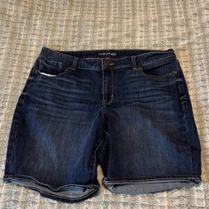 Maurices Dark Blue Denim Rolled-Hem Bermuda Shorts